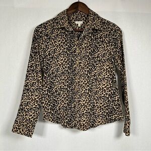 Talbots Petites Leopard Print Button Down Shirt